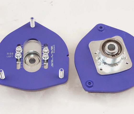Silver Project Adjustable Top Mount Camber Plates MINI R55-R61