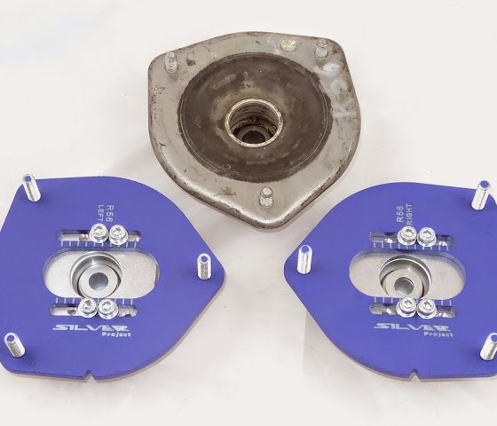 Silver Project Adjustable Top Mount Camber Plates MINI R55-R61
