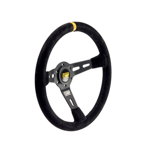 OMP 350mm RS Steering Wheel - Black Leather with Red Stitching