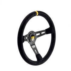 OMP 350mm RS Steering Wheel - Black Leather with Red Stitching